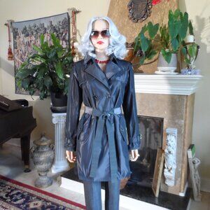 New Dolce & Gabbana Black Double Breasted Trench Coat Size IT 38 - US 2